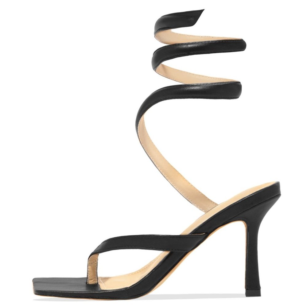 NEW🔥 Coil Spiral Ankle Strap Stiletto Heel Sandal - Picture 5 of 8